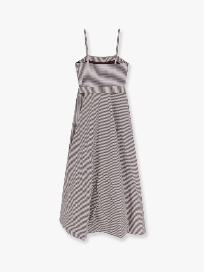 Brunello Cucinelli Striped Cotton Long Dress With Wide Panel