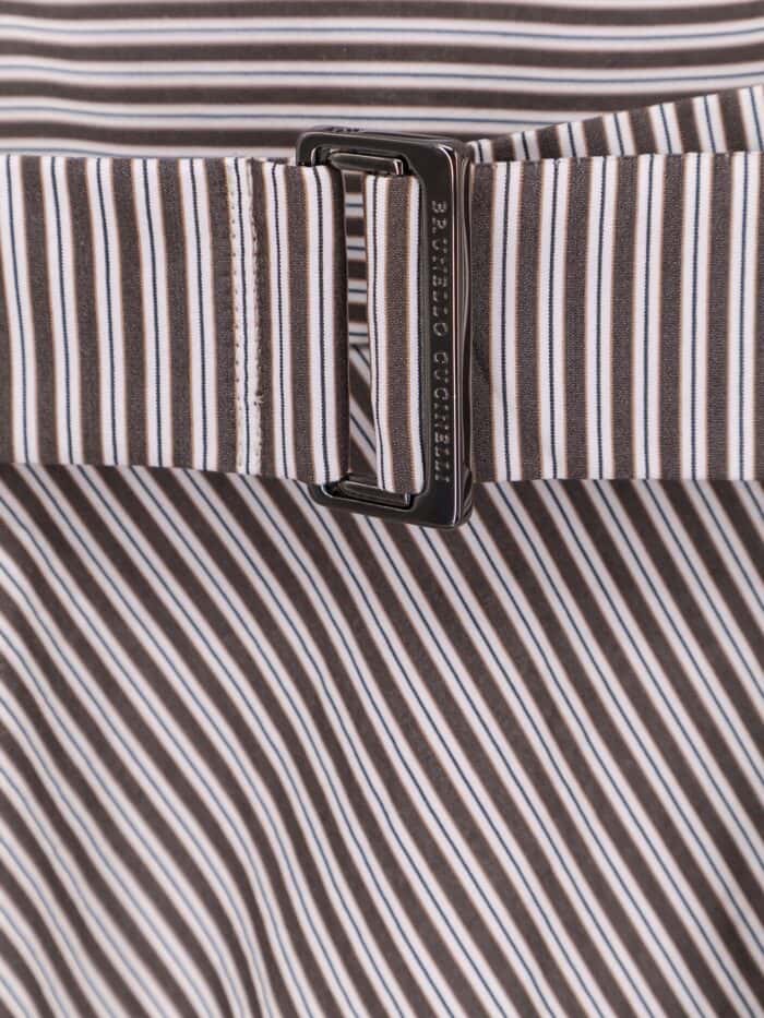 Brunello Cucinelli Striped Cotton Long Dress With Wide Panel