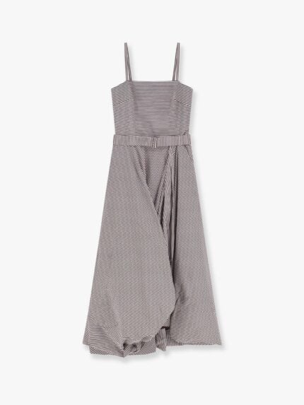 Brunello Cucinelli Striped Cotton Long Dress With Wide Panel