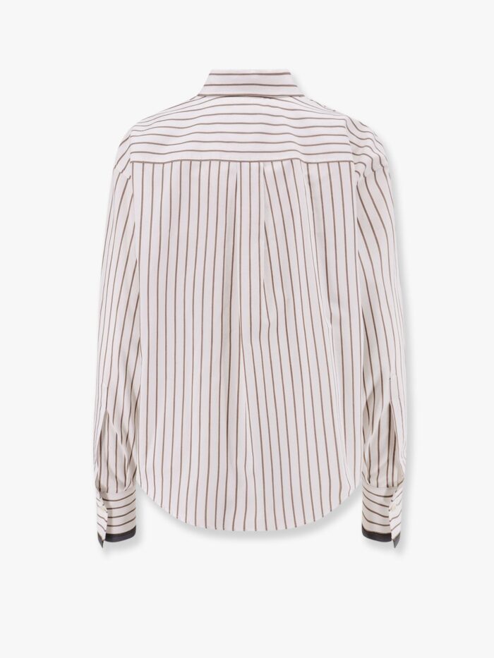 Brunello Cucinelli Striped Cotton Shirt With Monili Detail