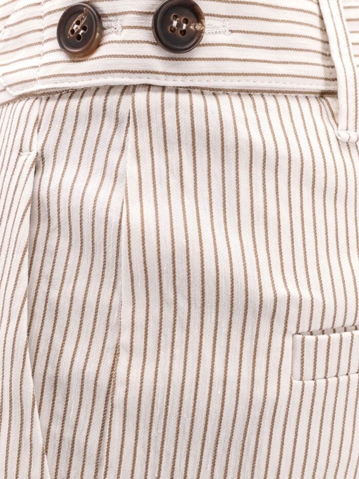 Brunello Cucinelli Striped Linen And Cotton Trousers