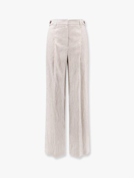 Brunello Cucinelli Striped Linen And Cotton Trousers