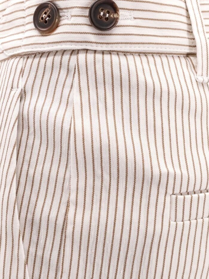 Brunello Cucinelli Striped Linen And Cotton Trousers