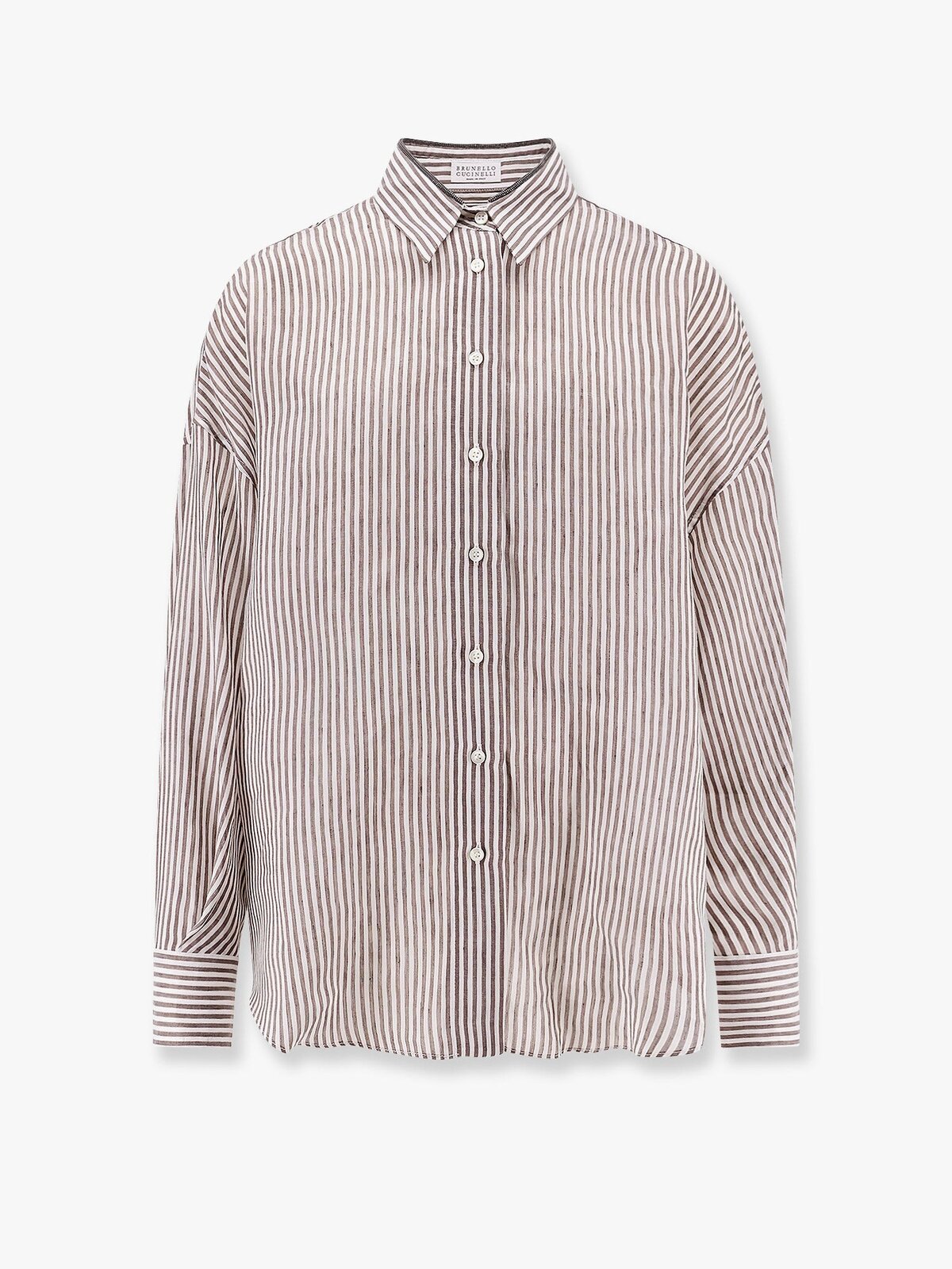 Brunello Cucinelli Striped Linen And Silk Shirt