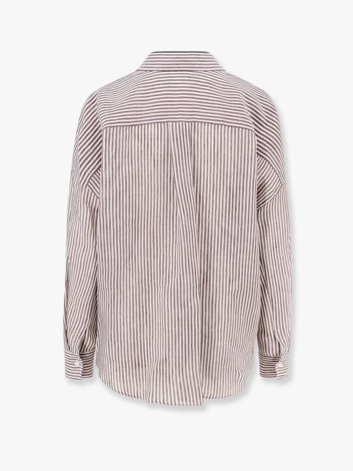 Brunello Cucinelli Striped Linen And Silk Shirt
