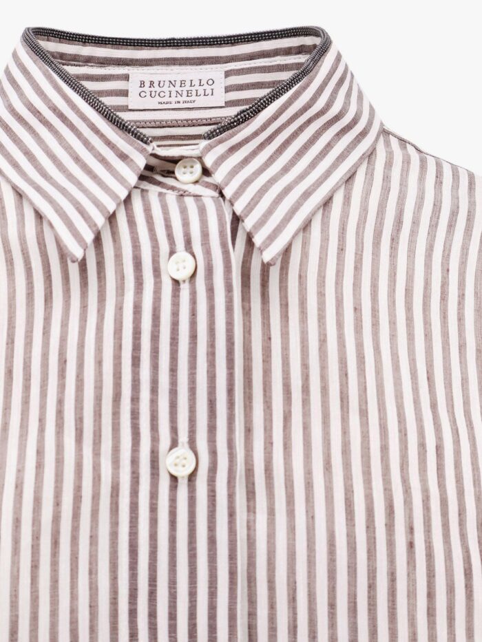 Brunello Cucinelli Striped Linen And Silk Shirt