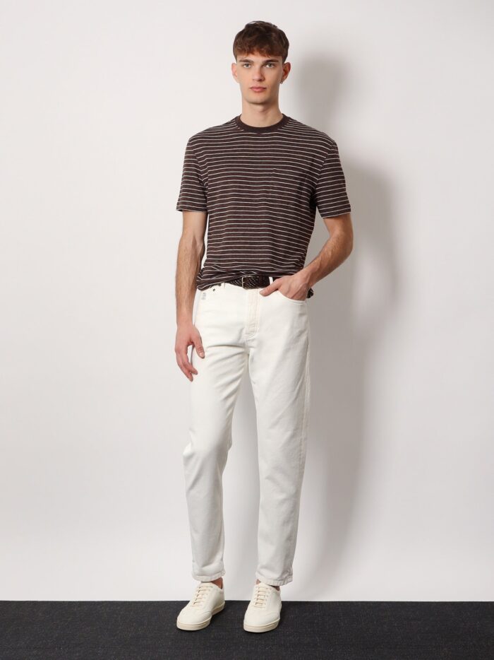 Brunello Cucinelli Striped Linen Stretch Jersey T-shirt