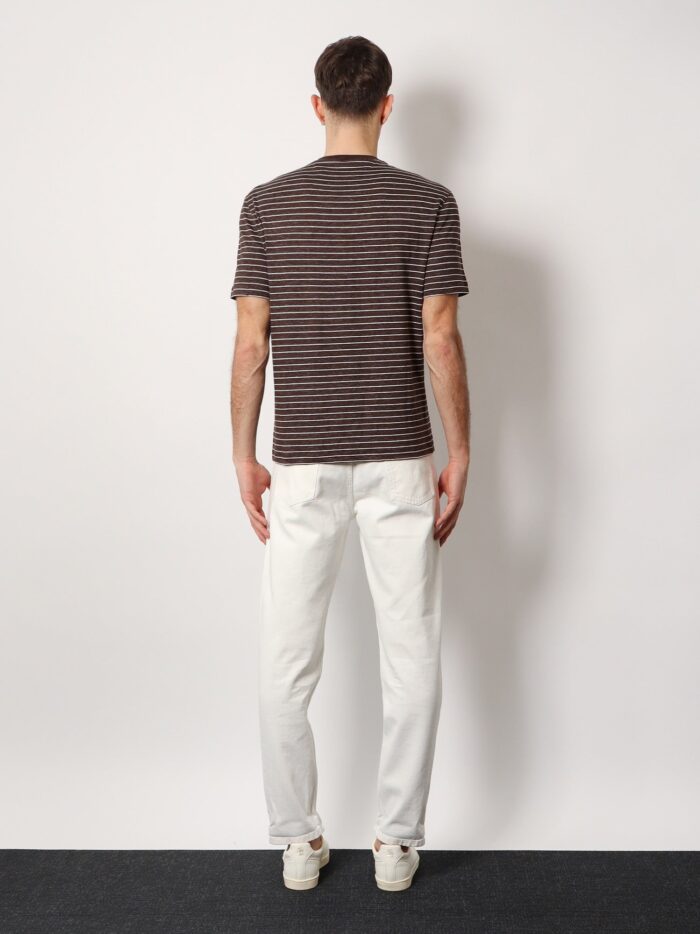 Brunello Cucinelli Striped Linen Stretch Jersey T-shirt