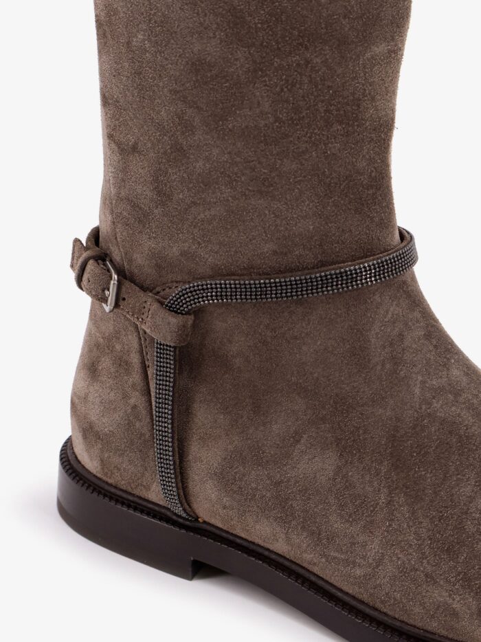 Brunello Cucinelli Suede Boots With Monili Detail