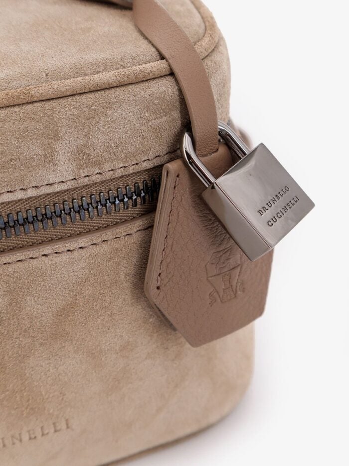 Brunello Cucinelli Suede Crossbody Bag With Leather Shoulder Strap