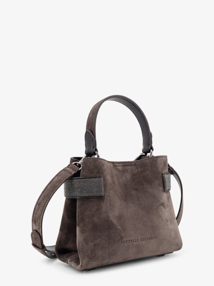 Brunello Cucinelli Suede Crossbody Bag With Monili Detail