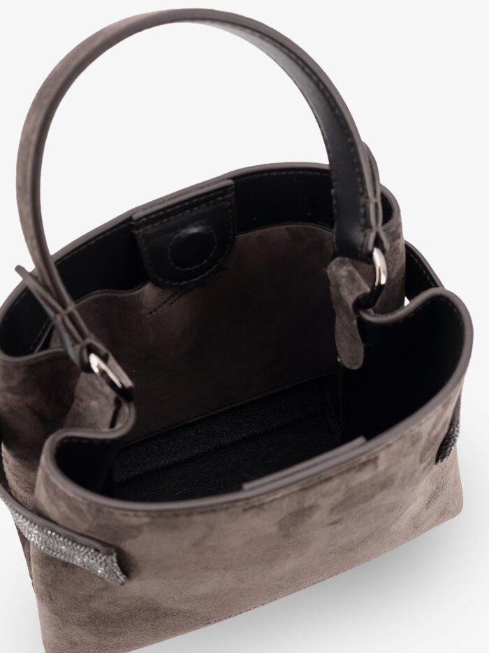 Brunello Cucinelli Suede Crossbody Bag With Monili Detail