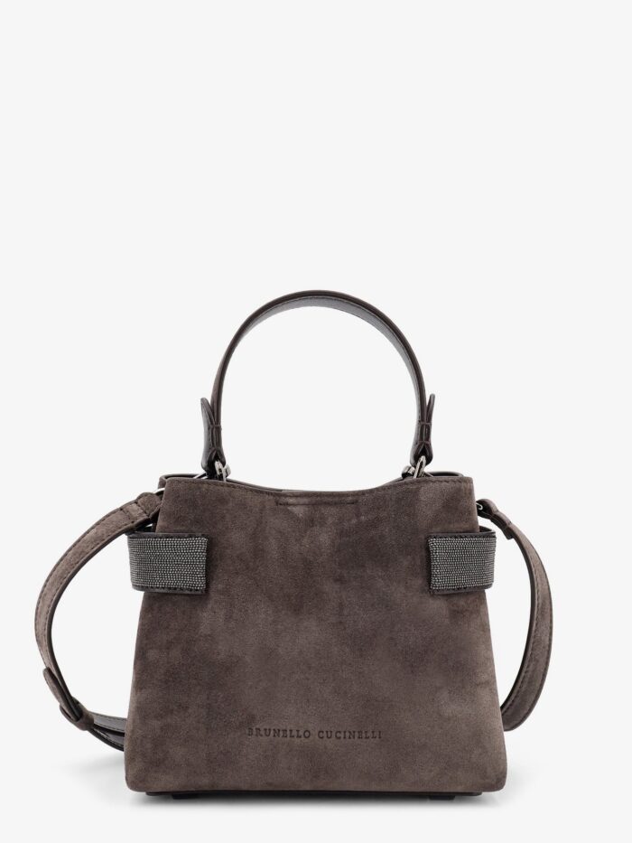 Brunello Cucinelli Suede Crossbody Bag With Monili Detail