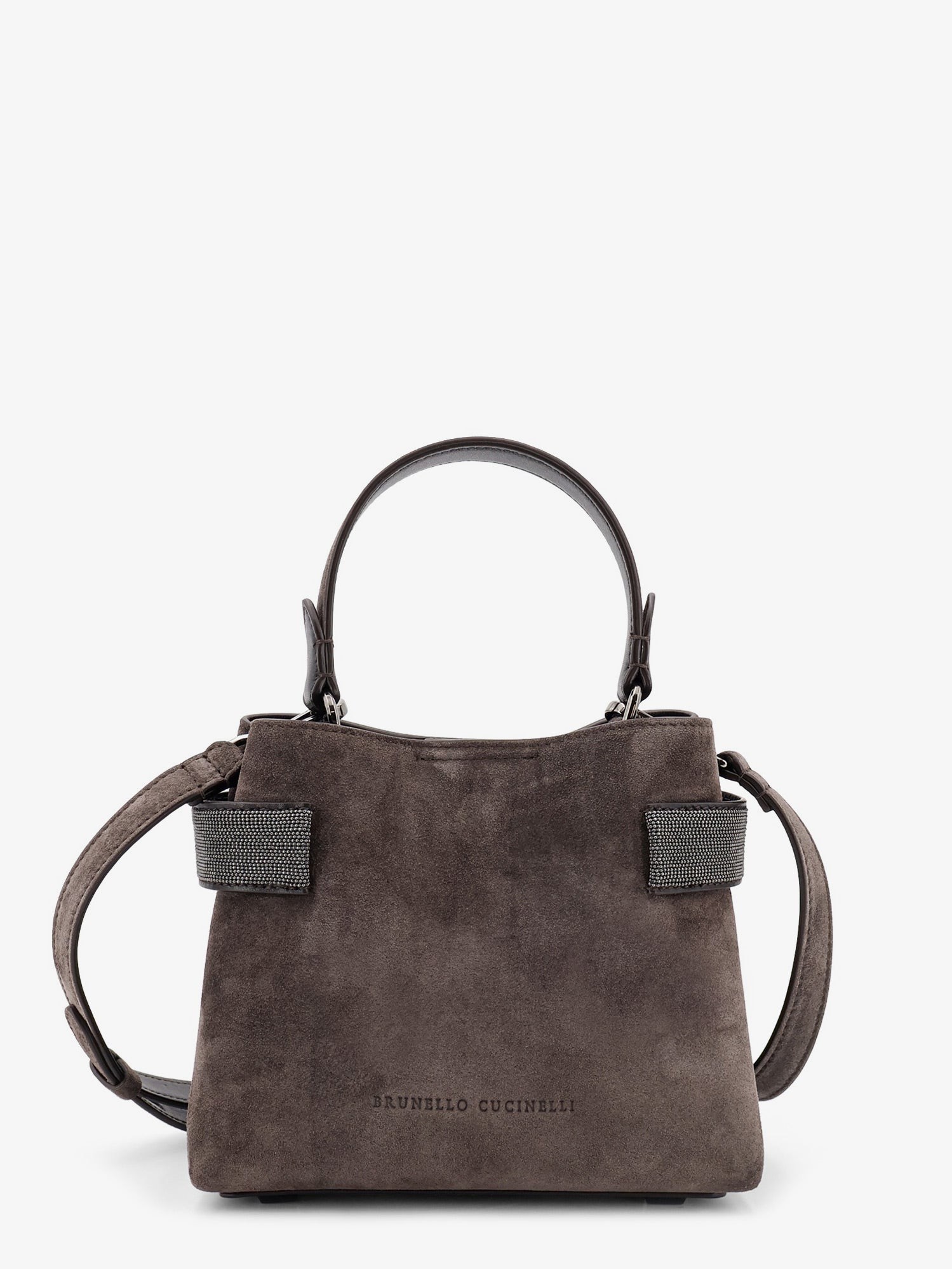 Brunello Cucinelli Suede Crossbody Bag With Monili Detail