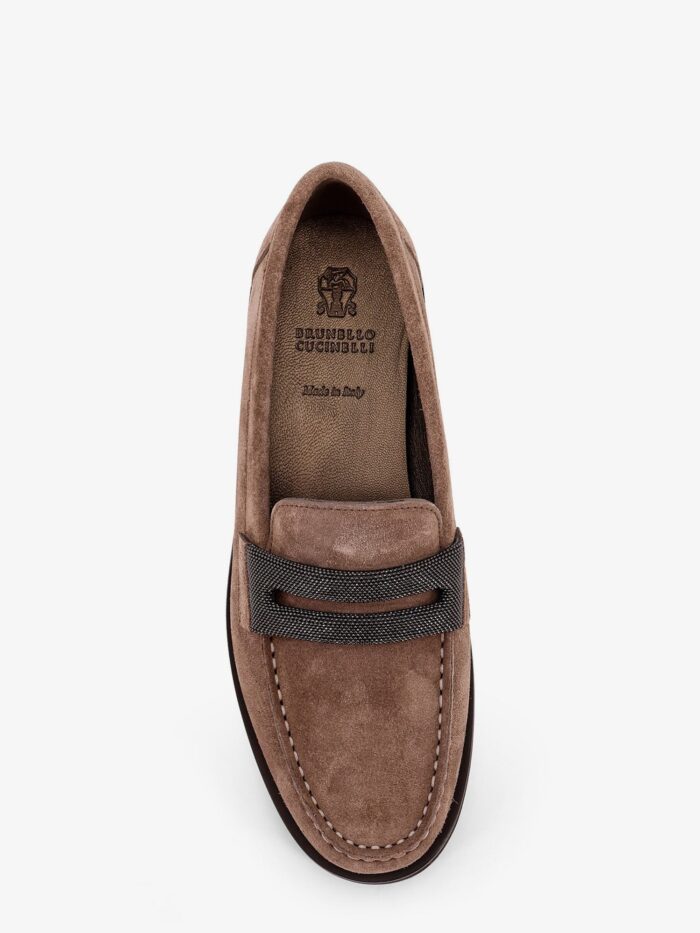 Brunello Cucinelli Suede Lofers With Monili Detail