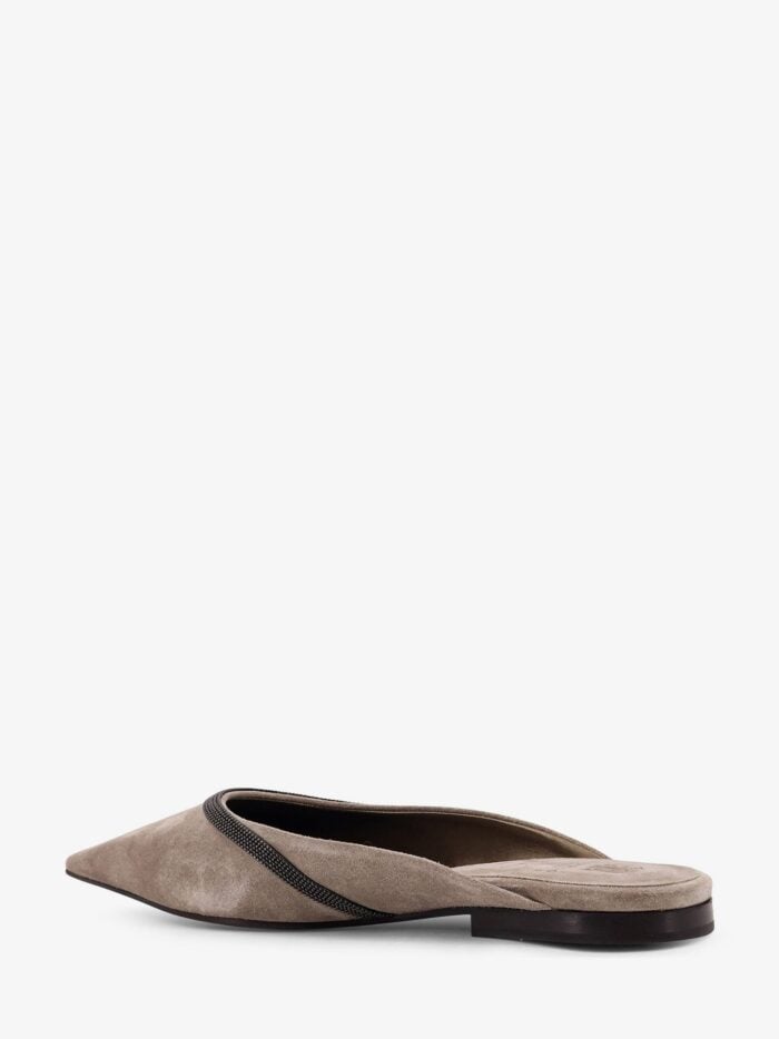 Brunello Cucinelli Suede Mule With Monili Detail