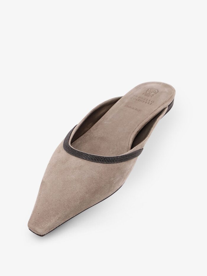 Brunello Cucinelli Suede Mule With Monili Detail