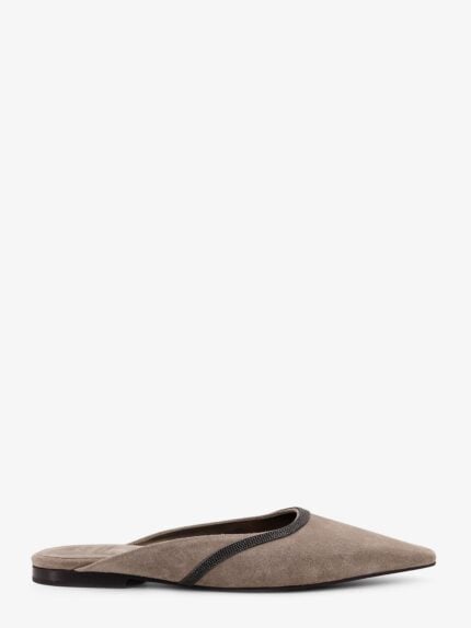 Brunello Cucinelli Suede Mule With Monili Detail