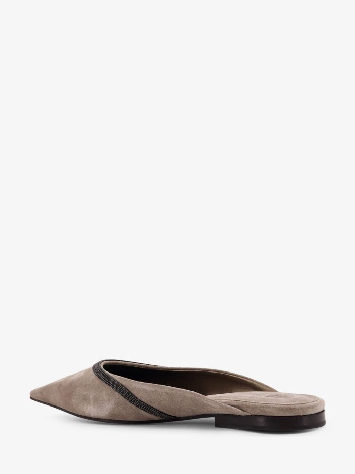 Brunello Cucinelli Suede Mule With Monili Detail