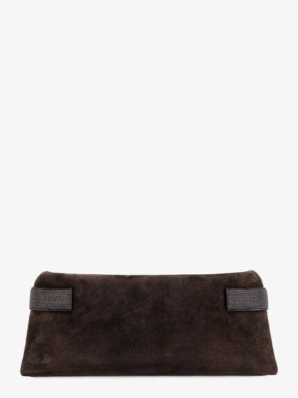 Brunello Cucinelli Suede Pochette With Monili Detail