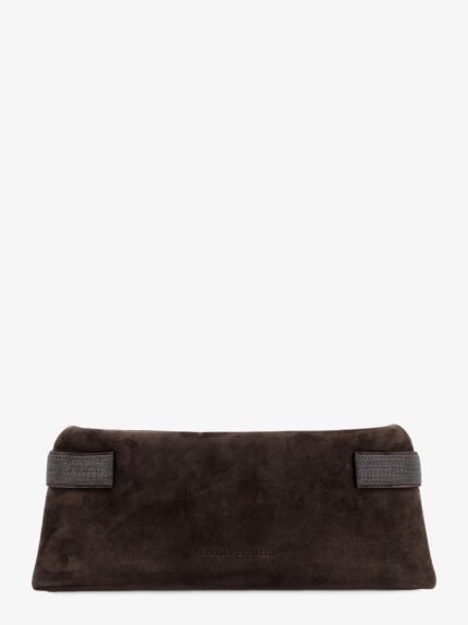 Brunello Cucinelli Suede Pochette With Monili Detail