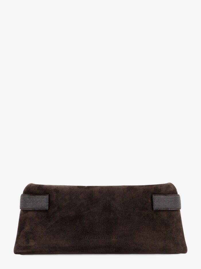 Brunello Cucinelli Suede Pochette With Monili Detail