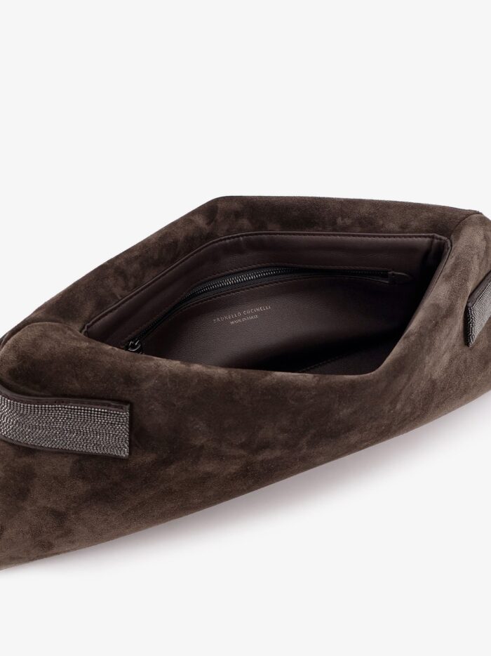 Brunello Cucinelli Suede Pochette With Monili Detail