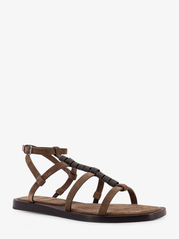 Brunello Cucinelli Suede Sandals With Monili Details