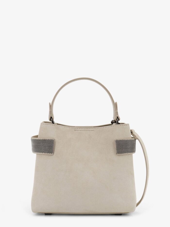 Brunello Cucinelli Suede Shoulder Bag With Monili Detail