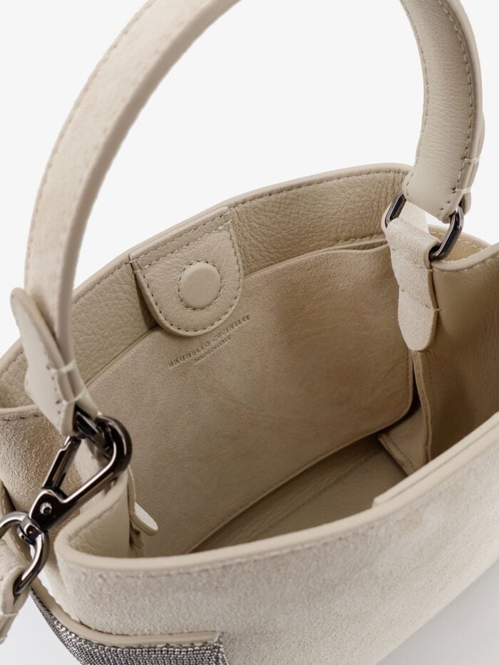 Brunello Cucinelli Suede Shoulder Bag With Monili Detail
