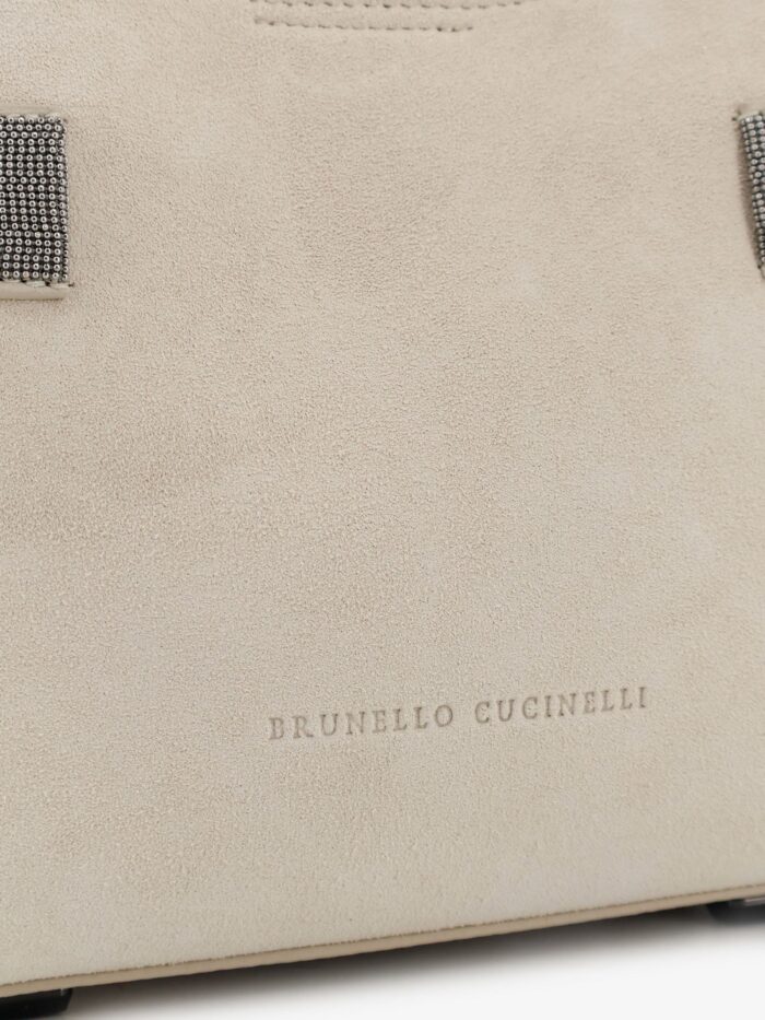Brunello Cucinelli Suede Shoulder Bag With Monili Detail