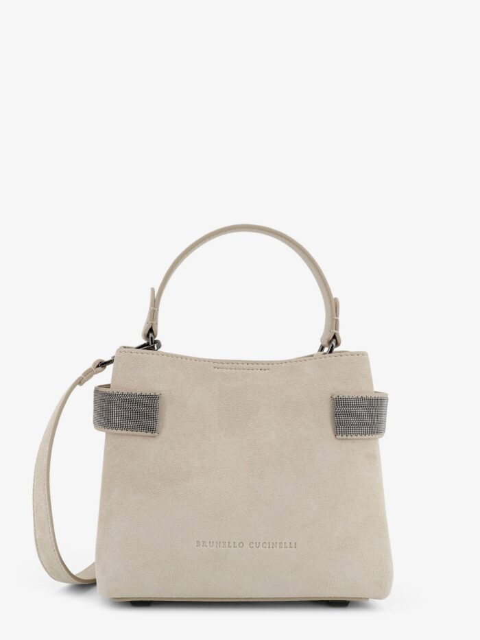Brunello Cucinelli Suede Shoulder Bag With Monili Detail
