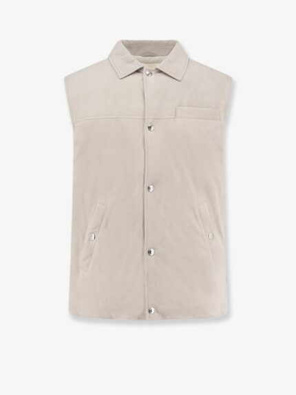 Brunello Cucinelli Suede Sleeveless Jacket With Padding