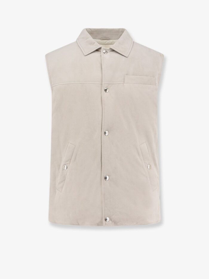 Brunello Cucinelli Suede Sleeveless Jacket With Padding