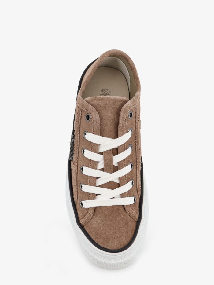 Brunello Cucinelli Suede Sneakers With Monili Detail On The Side