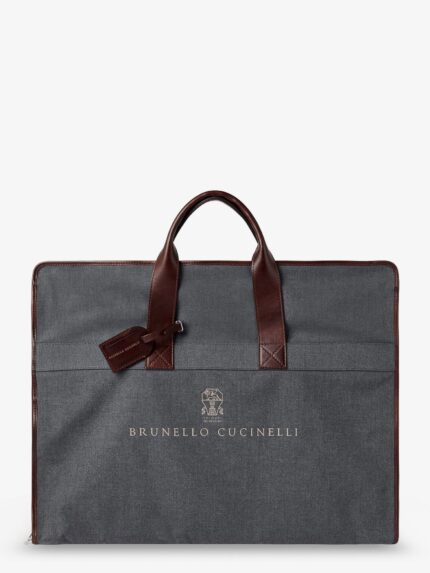 Brunello Cucinelli Technical Fabric And Leather Garment Bag