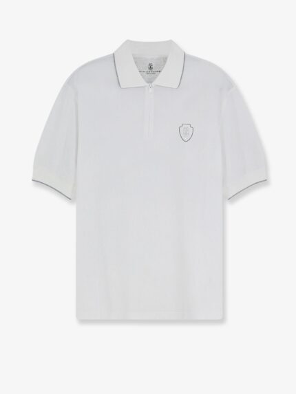 Brunello Cucinelli Technical Fabric Polo Shirt With Embroidered Logo On The Front