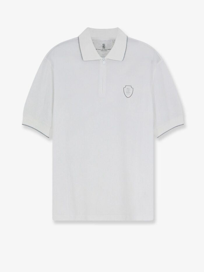 brunello cucinelli technical fabric polo shirt with embroidered logo on the front Brunello Cucinelli Technical Fabric Polo Shirt With Embroidered Logo On The Front