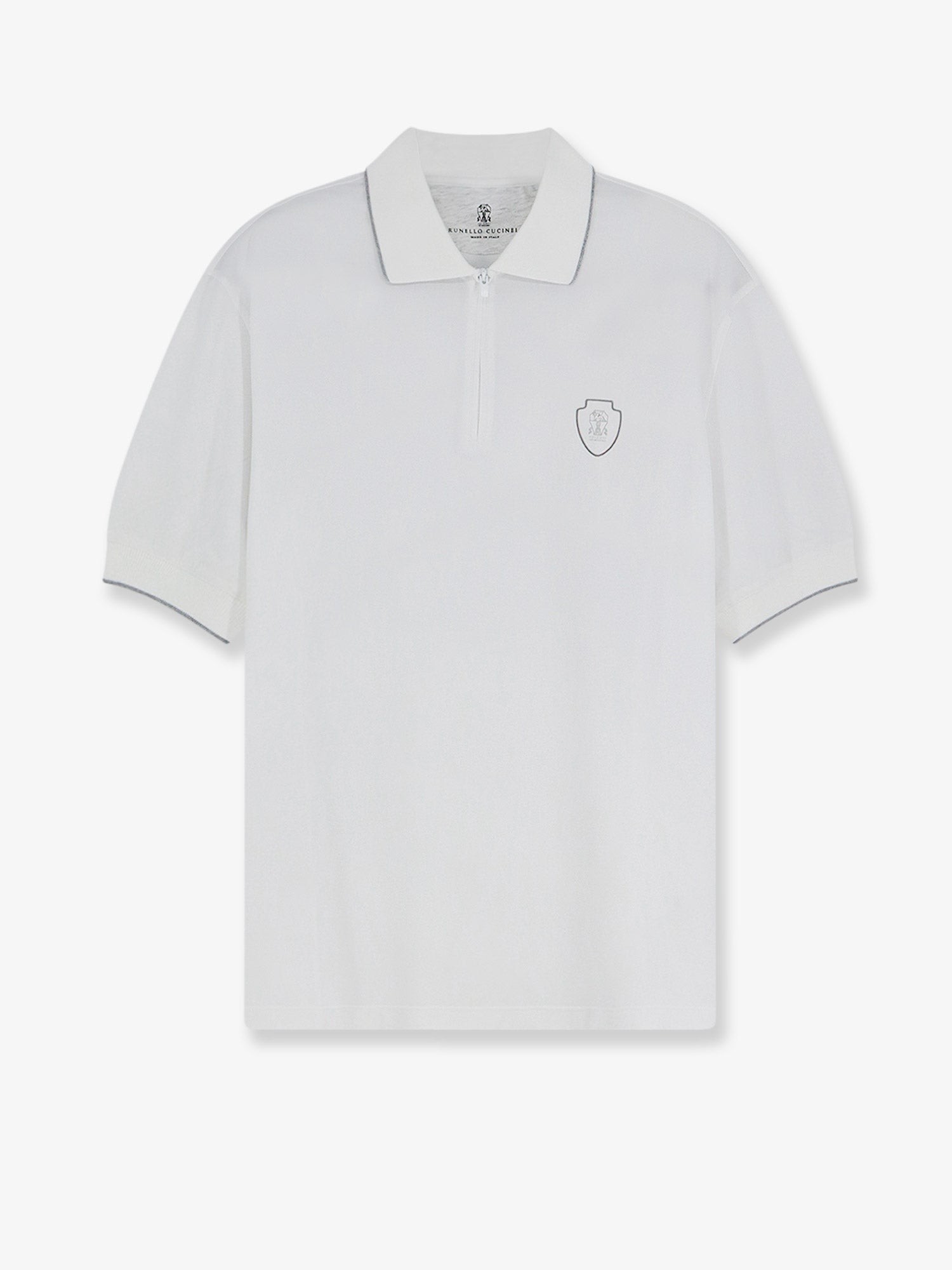 Brunello Cucinelli Technical Fabric Polo Shirt With Embroidered Logo On The Front