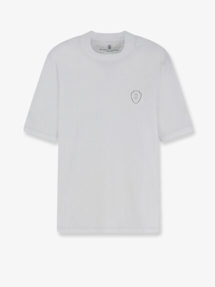 Brunello Cucinelli Technical Fabric T-shirt With Front Logo Patch