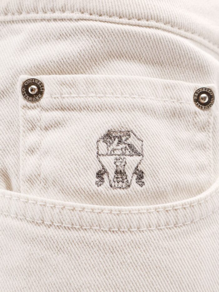 Brunello Cucinelli Traditional Fit White Denim Trousers