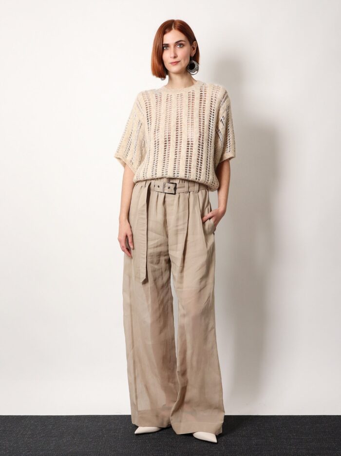 Brunello Cucinelli Trouser With Belt And Monili Detail