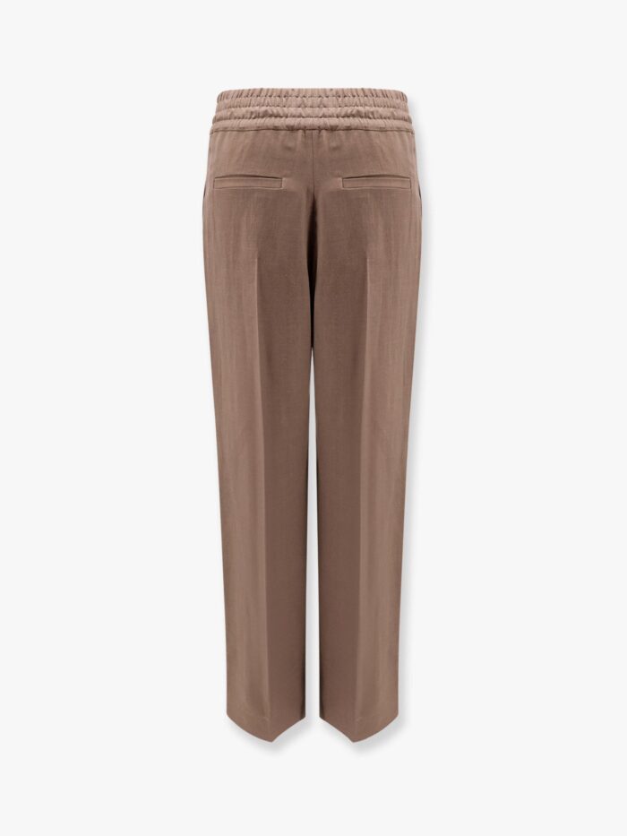 Brunello Cucinelli Viscose And Linen Trousers With Ton-sur-ton Lateral Band