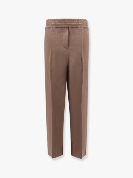 Brunello Cucinelli Viscose And Linen Trousers With Ton-sur-ton Lateral Band