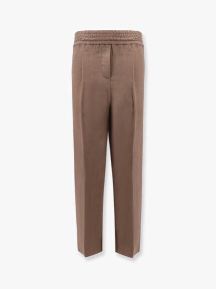 Brunello Cucinelli Viscose And Linen Trousers With Ton-sur-ton Lateral Band