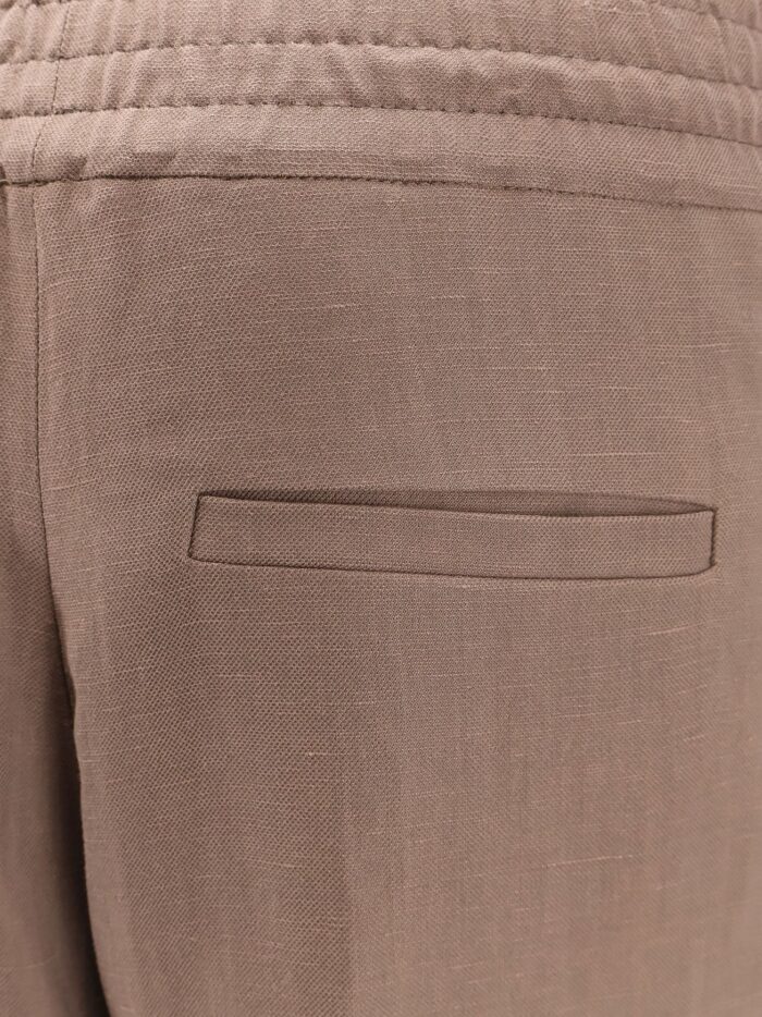 Brunello Cucinelli Viscose And Linen Trousers With Ton-sur-ton Lateral Band