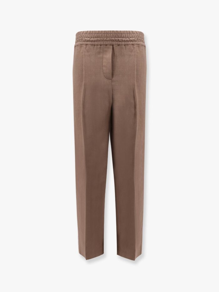 Brunello Cucinelli Viscose And Linen Trousers With Ton-sur-ton Lateral Band