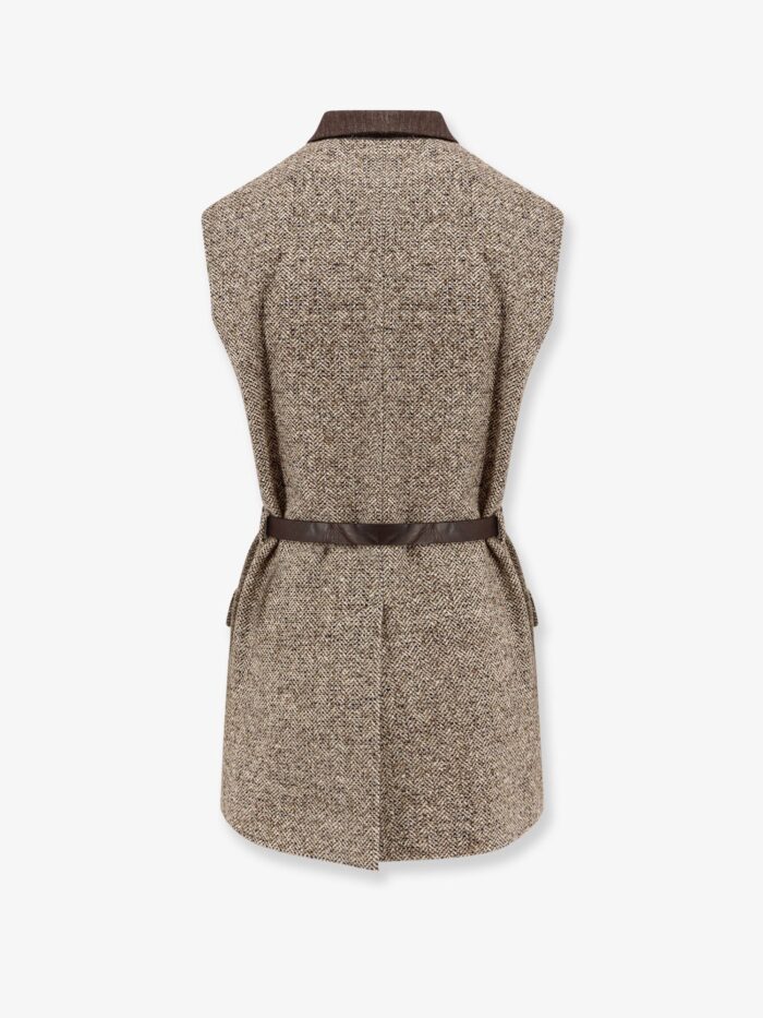 Brunello Cucinelli Wool Blend Vest With Leather Belt