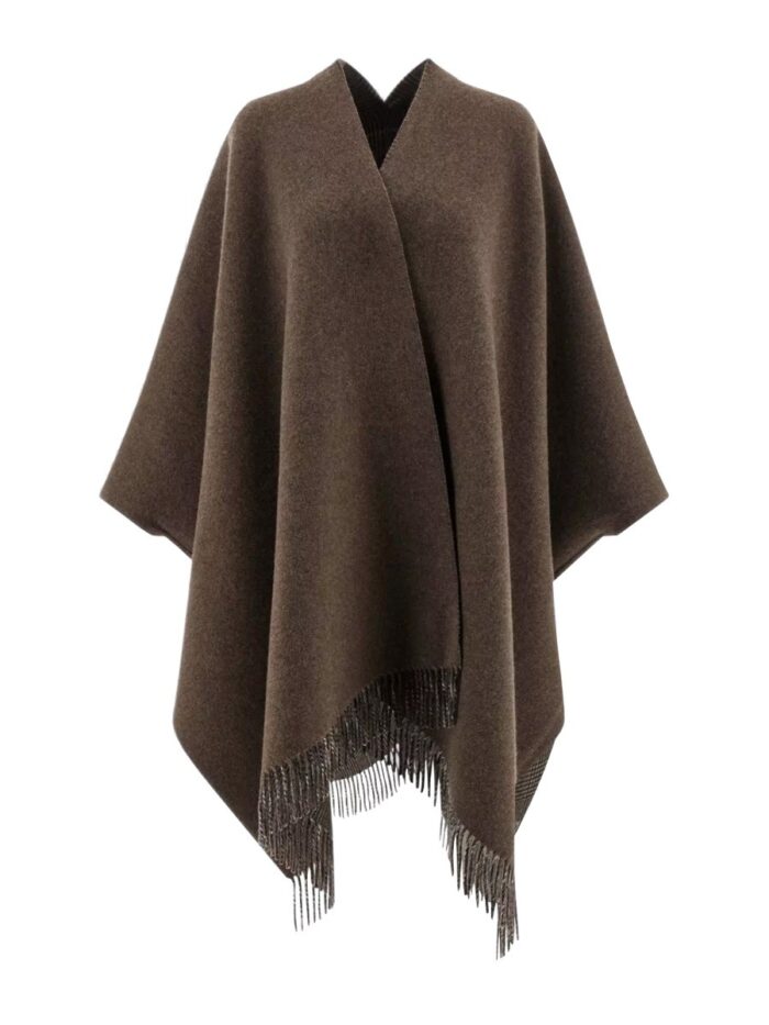 Brunello Cucinelli WOOL PONCHO WITH BANGS