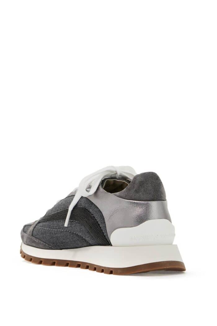 BRUNELLO CUCINELLI Wool Sneakers With Precious Stripe Design